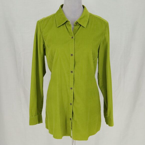 J Jill Top Womens Medium Green Corduroy Tunic Long Sleeve Boho Chic Hipster - Picture 15 of 16